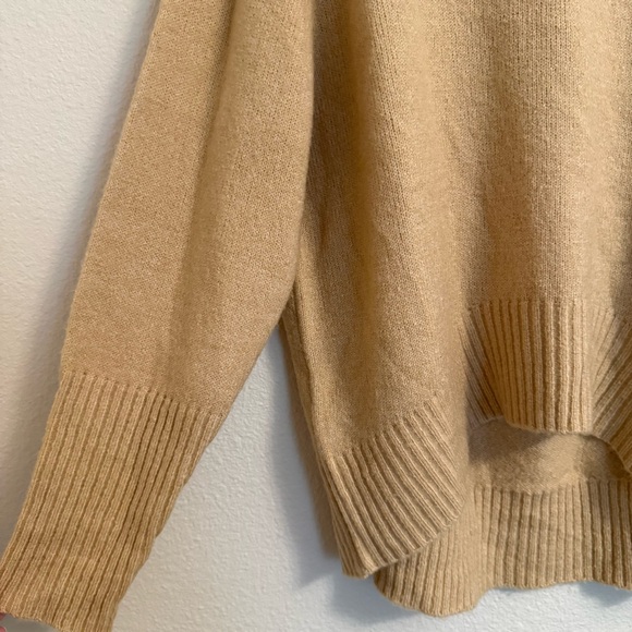 Sand Beige Turtleneck Sweater hi-lo hem - Picture 3 of 7